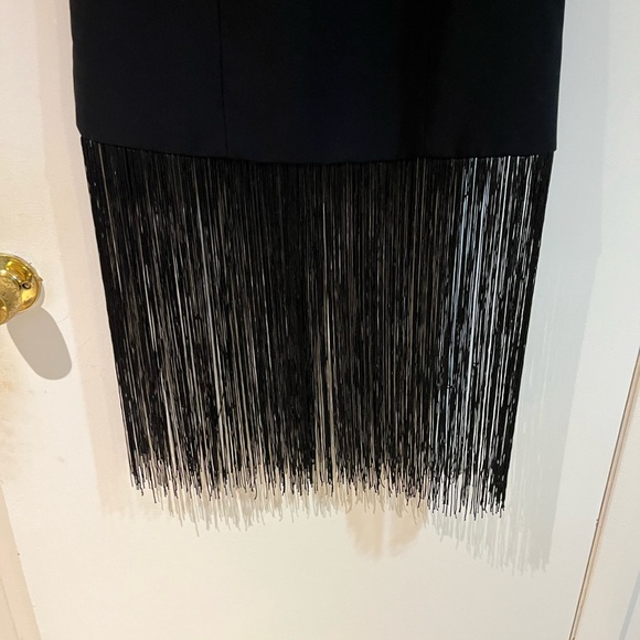 Amanda Uprichard Puzzle Strapless Dress with Fringe. - Picture 5 of 9